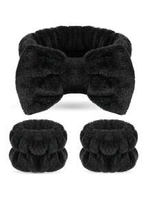Set de 3 diademas faciales prácticas, diadema de moda de peluche, correa para la muñeca