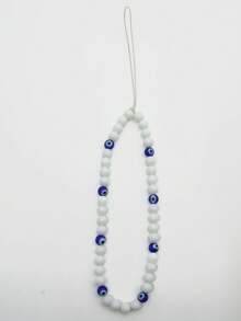 1pc Evil Eye Blue Eye Glass Phone Lanyard, Phone Case Accessory, Camera, Earphone Hanging Pendant