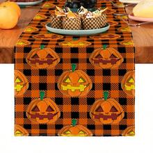 1 件万圣节树叶印花桌旗，适合节日、派对、生日、晚餐、厨房、餐厅、四季家居装饰 - 彩色 - 查看 14