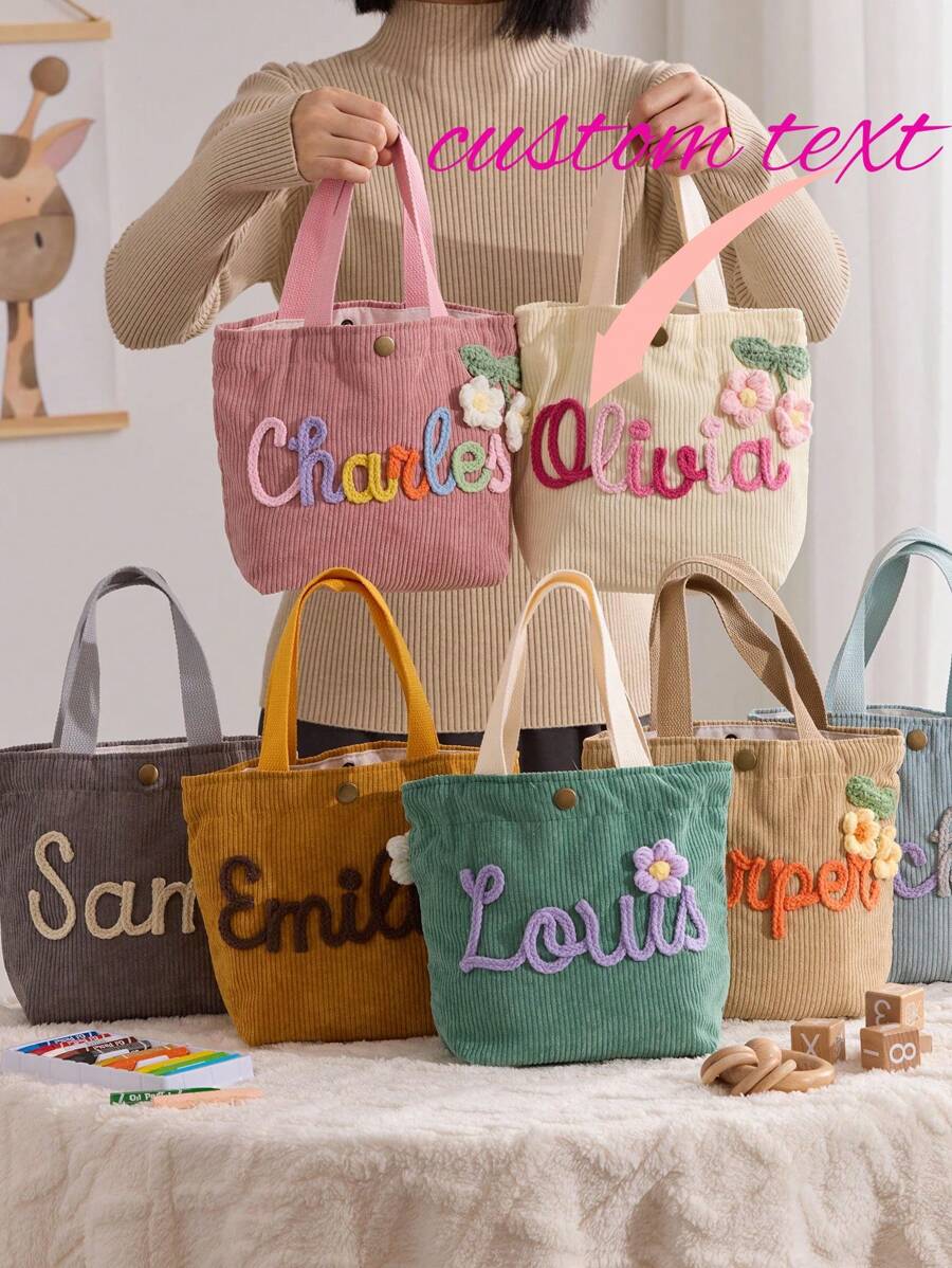 1pc Customized Name Handbag, Personalized Handbag, Baby Shower Gift, Children's Handbag, Customized Gift, Travel Handbag, Customized Child's Name Exclusive Handbag,Bags & Luggage,2025 Halloween Accessories,Large Capacity,New Year Glamour