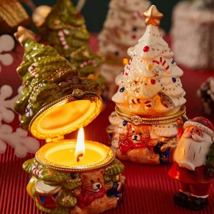 Christmas Bear Wishing Tree, Suitable As Decorative Ornament, Decorative Incense Burner, Christmas Decorative Candle Holder, Jewelry And Small Item Storage Box, Ideal As Christmas Or Birthday Gift For Friends And Partners