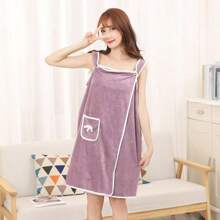 1 pieza Falda toalla de baño contemporánea - Super absorbente, de secado rápido, de felpa de coral, de poliéster, solo lavado a mano, tela de punto con tema fantástico para familia, exterior, spa, sauna - Toallas de ducha de regalo de Navidad para salón de belleza, hotel, deportes, artículos esenciales para el hogar, toalla, cuidado de la piel