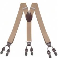 时尚男女宽可调节弹力吊带Y型西式裤子吊带裤 - 米色 - 查看 12