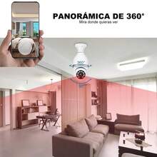 Cámara HD 1080P Cámara de Inalámbrica WiFi, Cámara Inalámbrica WiFi 2MP de 360° A Todo Color con Visión Nocturna Audio Bidireccional Detección de Movimiento con Alerta - Blanco - Ver 11