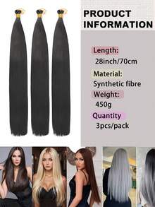 3pcs Bone Gradient Straight Synthetic Crochet Braiding Hair Bulk 28inch Pre Stretched Braiding Hair Extensions Crochet BoxBraids Hair 613 Brown Blonde - Multicolor - View 3