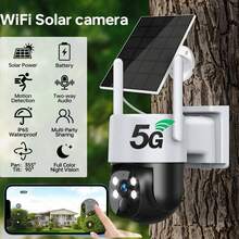 5G Outdoor Solar-Powered Security Camera, 4MP High-Definition Picture Resolution, Powered By USB Or Solar Panel, 350° Horizontal Rotation And Vertical Pitch Angle, Human Infrared Detection Function, Color Night Vision Function, Wireless Monitoring IP Camera, Suitable For Home Security, Outdoor Farms And Remote Monitoring. - Multicolor - View 2