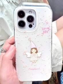 1 pieza Estuche de teléfono con ángel niña brillante y religioso, compatible con iPhone 16 Pro Max. Estuche de teléfono con impresión anti-caída y estilo femenino, compatible con iPhone 11/12/14/13/16, compatible con iPhone 15 Pro Max