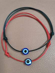 RINTOLER 2 件简约眼形串珠编织情侣手链