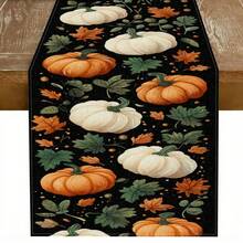 1 Piece Of Halloween Patterned Table Flag, Including Pumpkin And Black Cat, Made Of 72 Inch Knitted Polyester Fiber, Suitable For Holiday Gathering Tables, Home Kitchen Decoration, And Gifts.