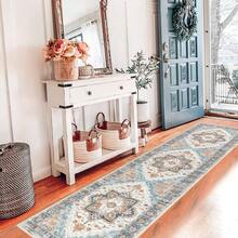Pauwer Hallway Runner Rug Washable Rugs Runner Non Slip Carpet Runner Boho Farmhouse Vintage Throw Area Rugs Floor For Kitchen Laundry Room Entryway Bedroom Bathroom - 藍色 - 查看 7