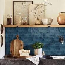 3D Mosaic Self-Adhesive Wall Sticker, Crystal Drip Decorative Stickers, Waterproof, Mildew Resistant, Easy To Clean, Heat Insulation, Suitable For Kitchen, Bathroom, Living Room, Dining Room, Etc., Ready To Tear And Stick, 12X8.7 Inches - Royal Blue - View 2