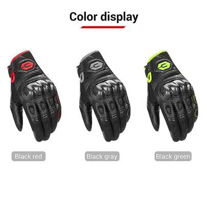 1 件摩托车手套全指触屏骑行手套摩托车夏季透气手套越野赛车带碳纤维指关节保护可调节骑行配件