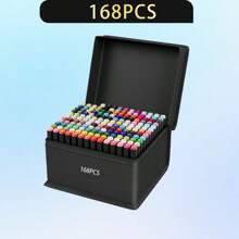 24/30/36/48/60/80/120/168 Colors Dual Tip Art Markers, Alcohol Markers, Sketch Markers Pens Permanent Alcohol Based Markers With Case For Drawing Sketching, Black Barrel, Party Favors, Home Decoration Back To School Supplies