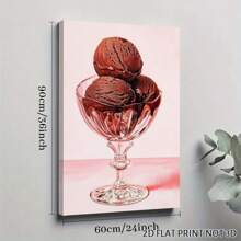 2D Flat, Posters & Prints 1pc Framed Canvas Ice Cream Art Print Chocolate Ice Cream Decor Food Art Poster Foodie Art Summer Kitchen Art Print Wall Art Canvas Paintings Ideal Gift For Bedroom Living Room Corridor Wall Art Wall Decor Room Decoration 2D - 黑色 - 查看 10