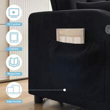 3 In 1 Convertible Sleeper Sofa Bed, Corduroy Futon Couches With Pull-Out Bed, Adjustable Backrest & Side Pockets, Modern Upholstered Sofa For Living Room, Guest Room - 黑色 - 查看 4