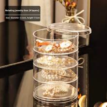多层透明旋转珠宝盒，耳环项链收纳盒女士收纳盒旅行必备品返校宿舍收纳 - 無色 - 查看 6