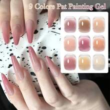 MEET ACROSS 9 Colors Dotting Gel Nail Polish Set, Includes 3 Nail Art Pens, 8 Sponge Blocks, Nude Pink Tie Dye Gel, High Pigment Semi-Solid Nail Polish Gel For Gradient Nails, Nail Art Design And Nail Salon - 彩色 - 查看 7