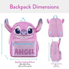 Lilo & Stitch 迪士尼星際寶貝女孩背包，天使女孩背包，帶 3D 耳朵，星際寶貝包，兒童背包，均碼，粉紅色 - 粉色 - 查看 4