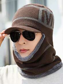 1pc Casual Solid Color Warm Thermal Lined Knit Beanie Hat, Versatile For Autumn/Winter Outdoor & Daily Use (Random Fleece Color) - Multicolor - View 7