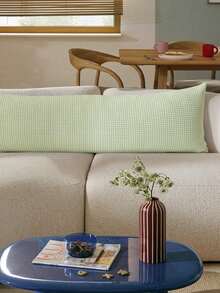 1 件华夫格子床枕套床上用品纯色靠垫套柔软长枕头适合夏季沙发抱枕