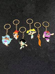 THE POWERPUFF GIRLS 2/3/4pcs Random Color Cartoon Policewoman Keychain, Versatile Car Key Chain, Bag Pendant Accessories