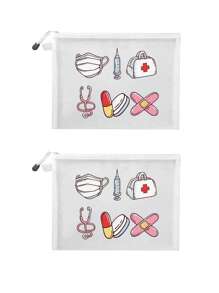 Sac cosmétique en maille avec masque, trousse médicale, seringue, stéthoscope, motif de pilules, sac de rangement portable, sac à maquillage, sac de soins de la peau, articles de voyage essentiels, fournitures de dortoir, cadeaux de mariage pour la mariée, cadeaux pour la fête des mères, cadeaux d'anniversaire, cadeaux pour les amis et les enseignants, sac de rangement pour médicaments, rangement de salle de bain, rangement de bijoux, sac de rangement pour huile à lèvres et cosmétiques, sac de toilette pour dortoir étudiant, cadeau pour épouse, famille, amis, collègues, médecins et infirmières