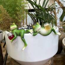 Estatua en miniatura de rana para decoración de macetas, accesorios lindos para macetas, estatua de rana de resina para decoración de jardín de hadas, decoraciones de plantas estéticas para amantes de patios, acuarios, televisores, decoraciones de césped, entusiastas de la decoración del hogar, decoración de Halloween y decoración navideña
