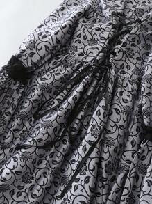 New Vintage Palace Style Printed Long Dress, Victorian Costume Performance Dress Halloween Costumes