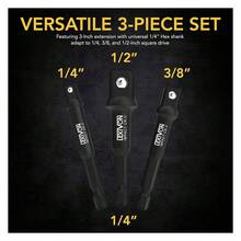 6-Piece Impact Grade Socket Adapter Set - 3" & 6" Extension Bit With Holder | 1/4", 3/8", And 1/2" Drive, Adapt Your Power Drill To High Torque Impact Wrench LX-105