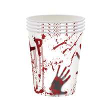 10 buc/50 buc/80 buc Halloween Party Supplies Înfricoșător Amprente de Mâini Însângerate Farfurii de Hârtie Șervețele Pahare Set de Tacâmuri Set de Cină cu Amprente de Mâini Însângerate pentru Decorațiuni Înfricoșătoare de Halloween Party