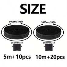 1 Roll 3# Nylon Coil Zipper, 196.85 Inch/393.7 Inch Continuous Nylon Coil Zipper With 10/20 PCS Silver Zipper Sliders