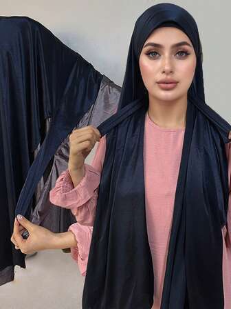 1pc Solid Color Convenient Elastic Tie Hijab, Easy To Wear And Not Easy To Fall Off, Modal Hijabs With Tie