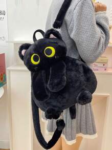 1 Peça Nova Mochila de Pelúcia de Gato Japonesa, Casual e Simples, Design com Zíper, Material de Náilon, Adequada para Escola e Viagem, Pode Acomodar Facilmente Necessidades Diárias, Itens Versáteis, Queridinha da Moda, Adequada para Todos os Estilos e Ocasiões, Adaptabilidade de Estilo é Muito Forte