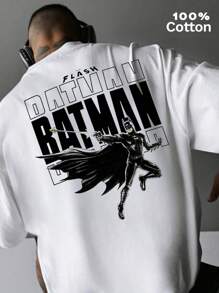 Warner Bros Batman, t-shirt da uomo in cotone a coste, abbigliamento sportivo da uomo in stile college per la primavera e l'estate, top da donna a maniche corte morbidi e traspiranti.