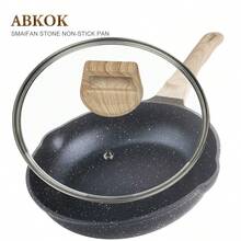 ABKOK 3 件套不粘铝煎锅套装（5 个锅盖）- 单独和套装选择、家庭晚餐用品、派对用品 - 黑色 - 查看 2