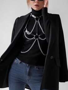 女士性感束腰带、哥特式束缚紧身胸衣、朋克链条流苏装饰、性感内衣吊袜带、万圣节服装、情人节礼物、女士性感配饰