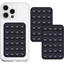 2个装硅胶双面吸盘手机支架，防滑免提硅胶吸盘手机支架，防水吸盘支架，适用于浴室，适合手机自拍和视频录制，防滑手机背贴，黑色/白色/粉色 - 彩色 - 查看 10