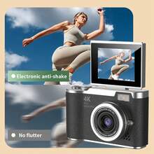 18X Optical Zoom Compact Digital Camera With 48MP Auto Focus, 4K Video, Face Detection, 2.4" Flip Screen, Rechargeable Battery - LK-007 Black - View 3