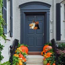Halloween Door Sign - Halloween Door Decorations Halloween Welcome Sign Halloween Door Hanger Wooden Pumpkin Halloween Front Door Decor Hanging For Home Wall Decor Halloween Party Supplies - Multicolor - View 7