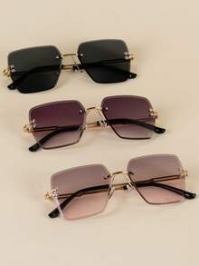 1pc/2pcs/3pcs Square Frameless Photogenic Edged Decorative Fashion Glasses - Ombre - View 23