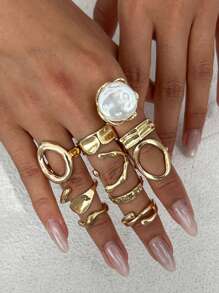 Juego de 10 anillos punk para mujer, set de anillos geométricos vintage, regalos de joyería de moda personalizada que combinan con atuendos diarios y accesorios para fiestas