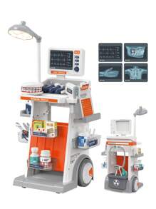 儿童医生和护士角色扮演玩具套装，医生和护士服装，牙科医疗车，牙套，听诊器，体温枪，心电图监测仪，医疗工具，迷你套件，男孩和女孩学习医学知识，克服心理恐惧，模拟场景玩具，教育医生和护士游戏玩具，课堂娱乐，生日礼物 - 彩色 - 查看 4