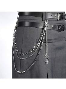 CIZME 1 件时髦不锈钢尖刺裤链，适合女士日常装饰，Y2k 星星裤链口袋链，适合裤子骑行者嘻哈朋克链珠宝牛仔裤链，适合音乐节配饰，银色时尚，适合音乐节音乐会角色扮演 - 褲鏈 - 查看 4