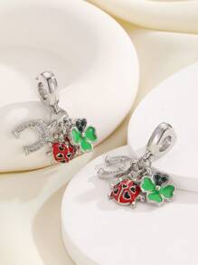 1 件欧美风格水钻三叶草、瓢虫、花朵串珠吊坠 DIY 手链、珠子、吊坠、饰品、创意 DIY 配件 - 彩色 - 查看 3