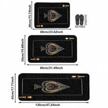 黑桃A扑克牌图案地毯，防滑涤纶羊毛混纺，可机洗，长方形，适用于客厅、卧室、游戏室、酒吧、派对装饰 - 多种尺寸可选，厨房地毯 - 黑色 - 查看 2