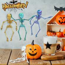 Multi-Colors Halloween Skeleton Decorations - 10 In 3D Printed Full Body Poseable Mini Skeletons With Movable Joints For Halloween Party, Indoor & Outdoor Decor - Multicolor - View 3