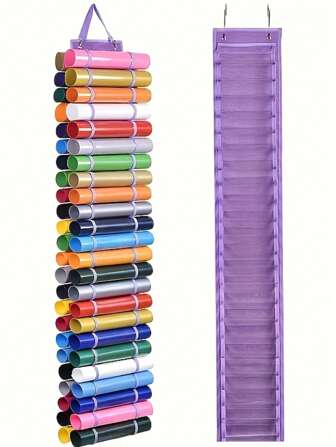 Vinylrol opbergrek met muurbevestiging, vinylrolhouder en organizer voor diamantschilderijen, verstelbaar ophangrek, accessoires voor diamantschilderijen, kast, deur- en muurrek, opbergtas voor vinyl, geschikt voor 12/24/48 diamantschilderijen