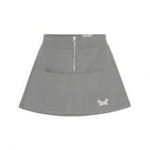 Puma Váy mini thời trang in họa tiết đa năng có khóa kéo dành cho nữ, váy thể thao 62847489 - Xám - Xem 1