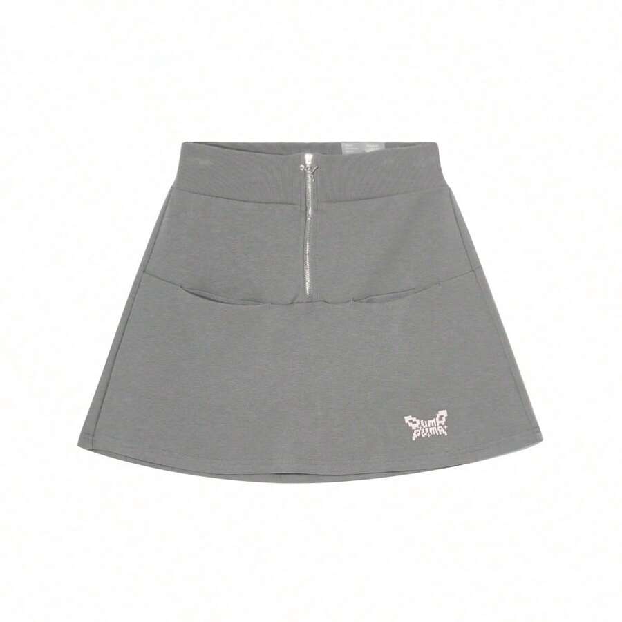 Puma Váy mini thời trang in họa tiết đa năng có khóa kéo dành cho nữ, váy thể thao 62847489 - Xám - Xem 1