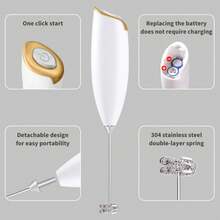 Nuevo espumador de leche, espumador de leche de mano de alta potencia, espumador de leche mini, agitador de café, mezclador de acero inoxidable para café y bebidas para latte, capuchino, matcha, chocolate caliente, espumador de leche portátil, cafetera eléctrica mini inalámbrica